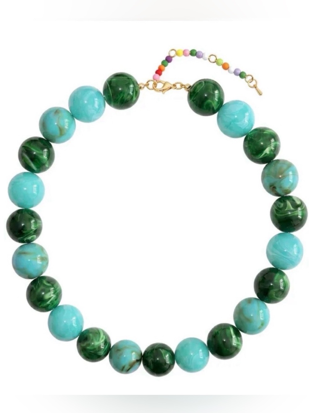 Chunky Green Beaded Necklace Dopamine Necklace